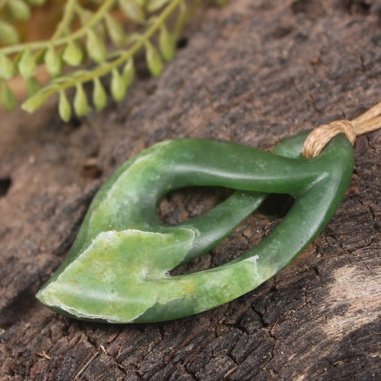 Twist Pendant carved from Kawakawa Pounamu - NZ Greenstone