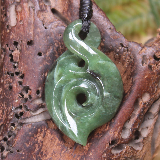 Koru Twist carved from Hapopo  Pounamu - NZ Greenstone
