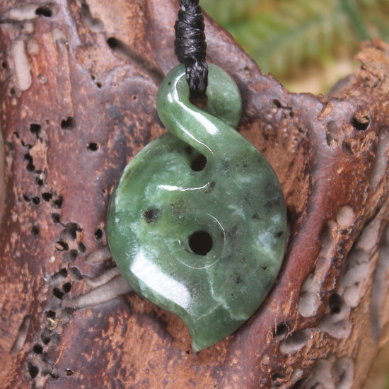 Koru Twist carved from Hapopo  Pounamu - NZ Greenstone