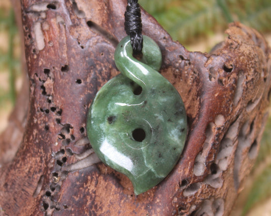 Koru Twist carved from Hapopo  Pounamu - NZ Greenstone