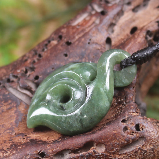 Koru Twist carved from Hapopo  Pounamu - NZ Greenstone