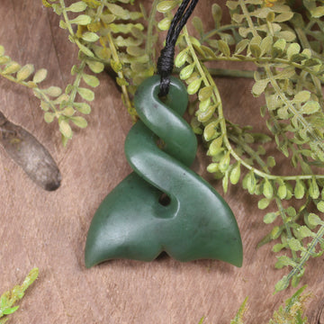 Whale Tail carved from Hapopo Pounamu - NZ Greenstone