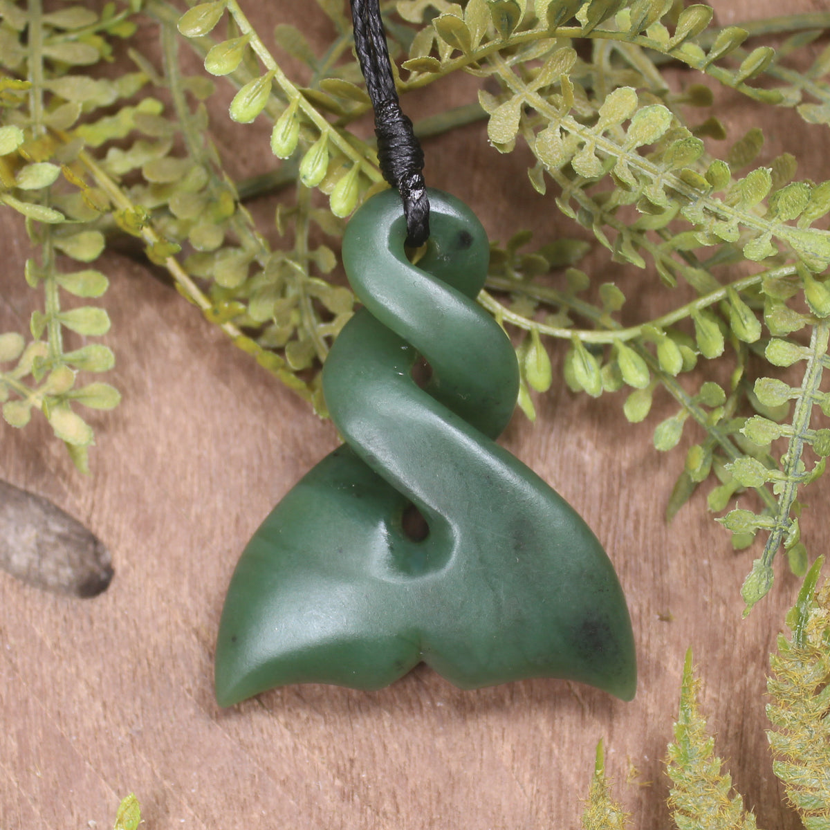 Whale Tail carved from Hapopo Pounamu - NZ Greenstone