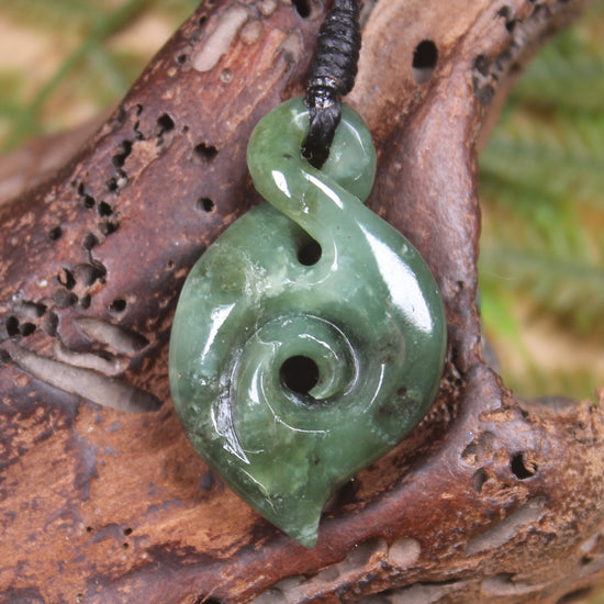 Koru Twist carved from Hapopo  Pounamu - NZ Greenstone