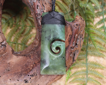 Toki or Adze with Koru carved from Hapopo Pounamu - NZ Greenstone