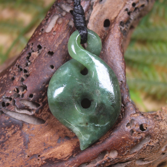 Koru Twist carved from Hapopo  Pounamu - NZ Greenstone