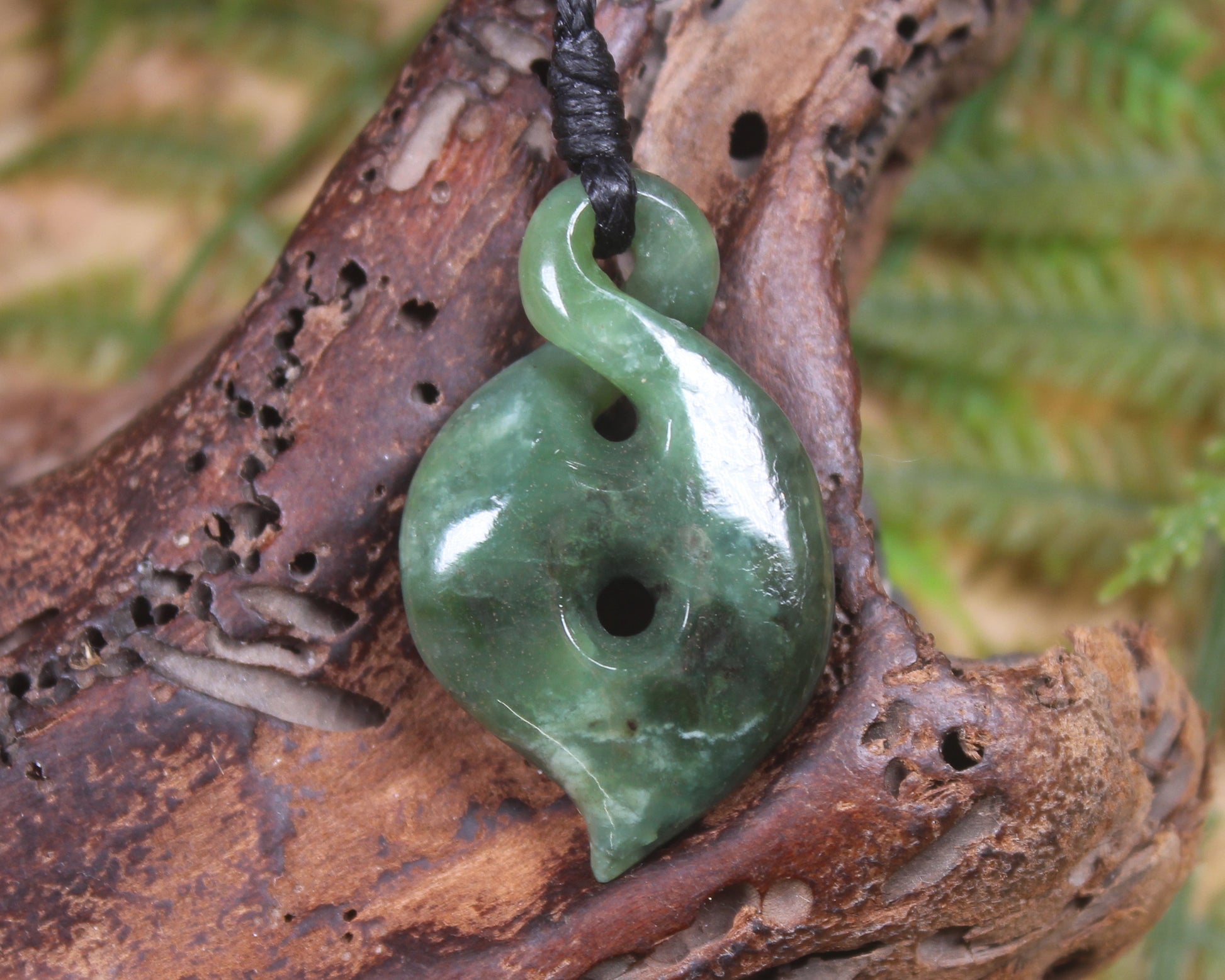 Koru Twist carved from Hapopo  Pounamu - NZ Greenstone