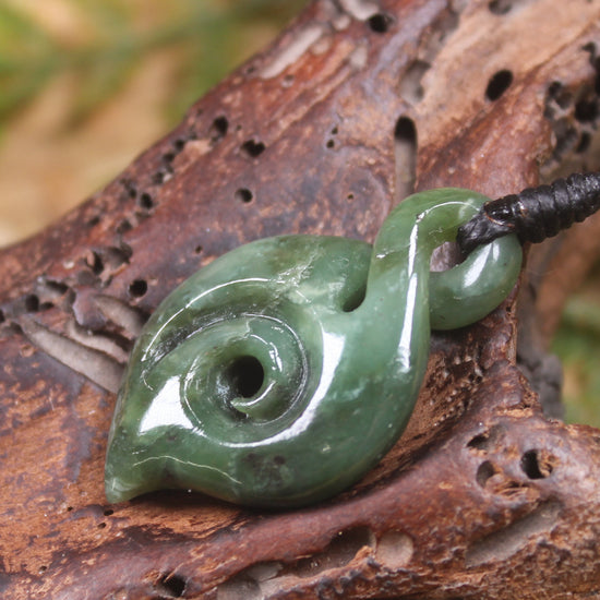 Koru Twist carved from Hapopo  Pounamu - NZ Greenstone