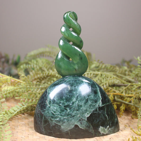 Twist Sculpture carved from Hapopo Pounamu - NZ Greenstone