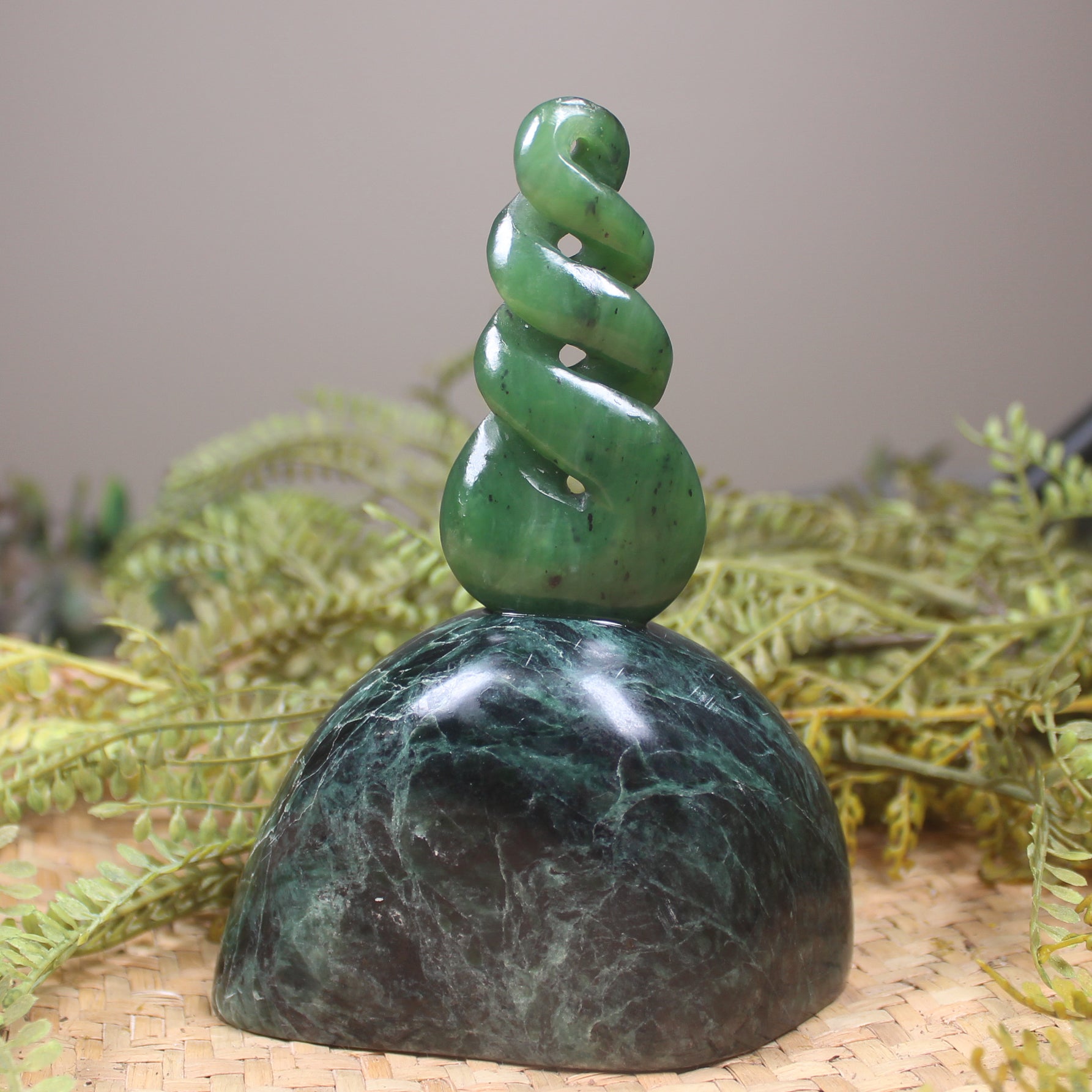 Twist Sculpture carved from Hapopo Pounamu - NZ Greenstone