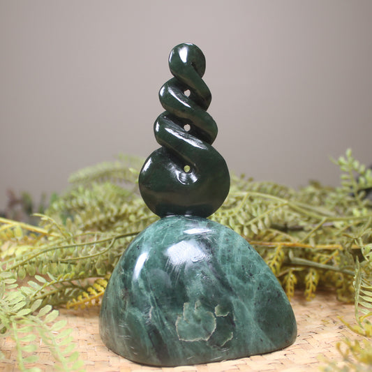 Twist Sculpture carved from Rimu Pounamu - NZ Greenstone