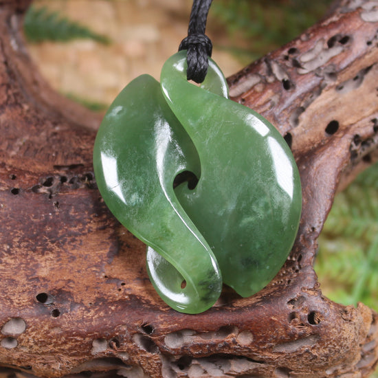 Twist Pendant carved from Hapopo Pounamu - NZ Greenstone