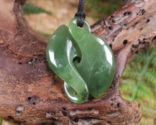 Twist Pendant carved from Hapopo Pounamu - NZ Greenstone