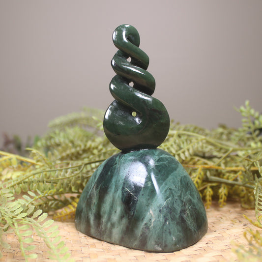 Twist Sculpture carved from Rimu Pounamu - NZ Greenstone