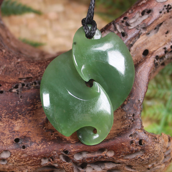 Twist Pendant carved from Hapopo Pounamu - NZ Greenstone