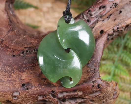Twist Pendant carved from Hapopo Pounamu - NZ Greenstone