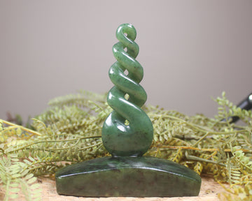 Twist Sculpture carved from Hapopo Pounamu - NZ Greenstone