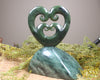 Koru heart sculpture carved from Hapopo Pounamu - NZ Greenstone