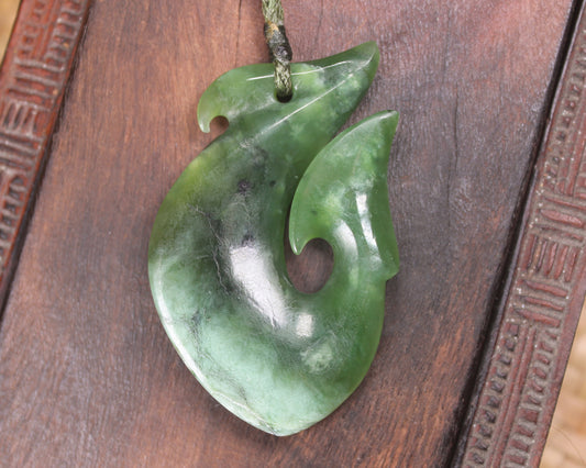 Hei Matau carved from Hapopo Pounamu - NZ Greenstone