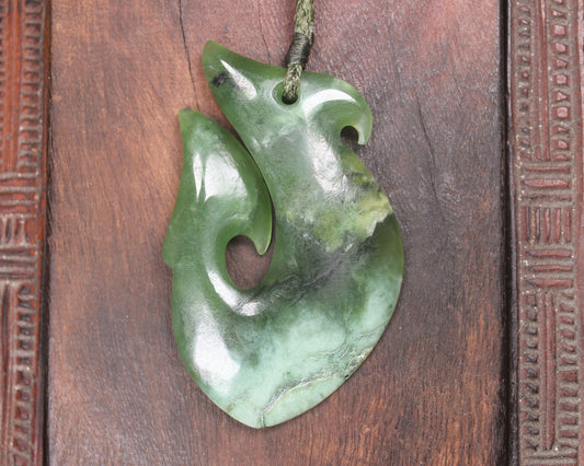 Hei Matau carved from Hapopo Pounamu - NZ Greenstone