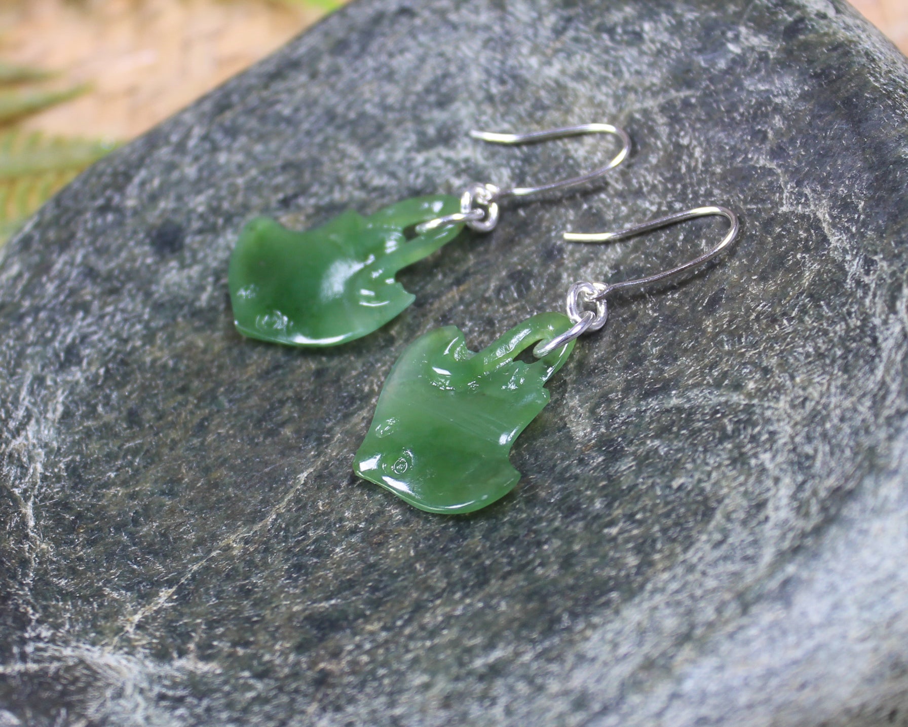 Hapopo Pounamu Stingray earrings