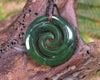 Koru pendant carved from Kawakawa Pounamu - NZ Greenstone