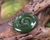 Koru pendant carved from Kawakawa Pounamu - NZ Greenstone
