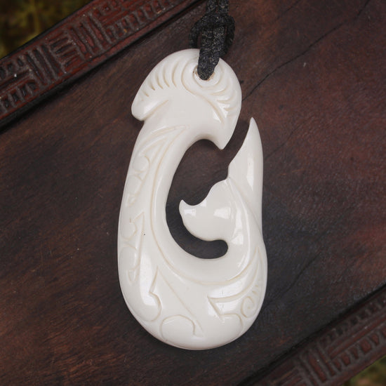 Whale tail carved from NZ Beef Bone