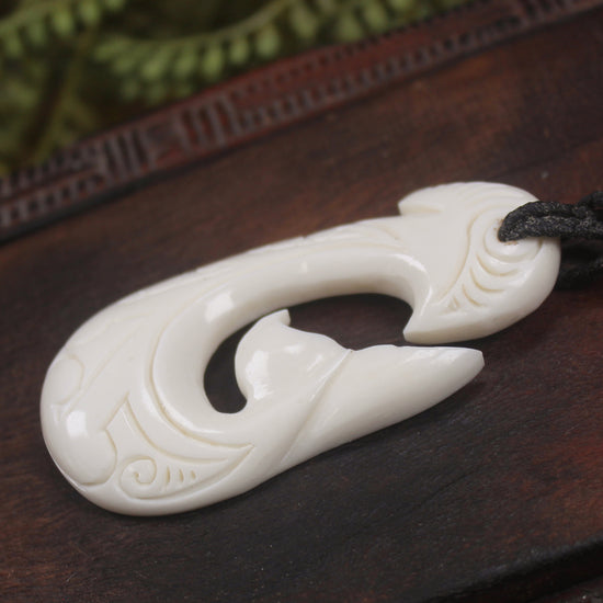 Whale tail carved from NZ Beef Bone