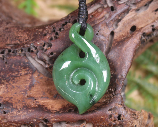 Koru Twist carved from Hapopo  Pounamu - NZ Greenstone