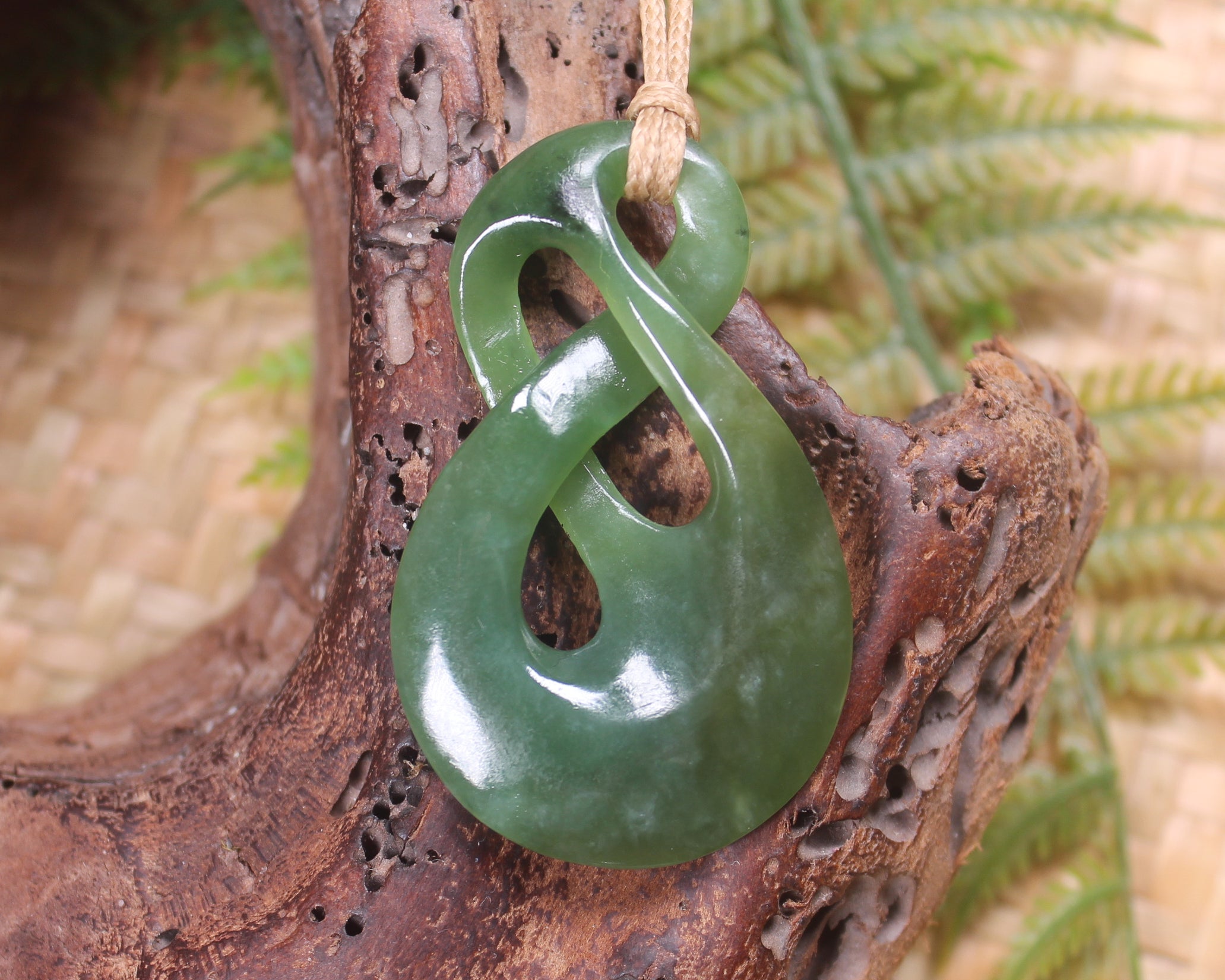 Twist Pendant carved from Hapopo Pounamu - NZ Greenstone