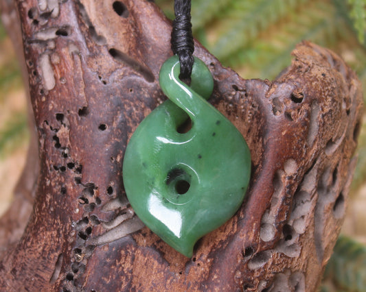 Koru Twist carved from Hapopo  Pounamu - NZ Greenstone
