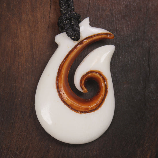 Hei Matau carved from NZ beef bone