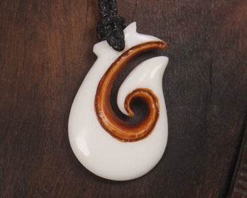 Hei Matau carved from NZ beef bone