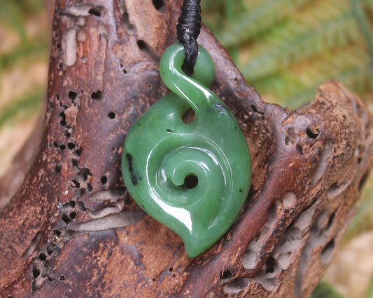 Koru Twist carved from Hapopo  Pounamu - NZ Greenstone