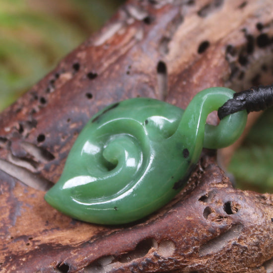 Koru Twist carved from Hapopo  Pounamu - NZ Greenstone