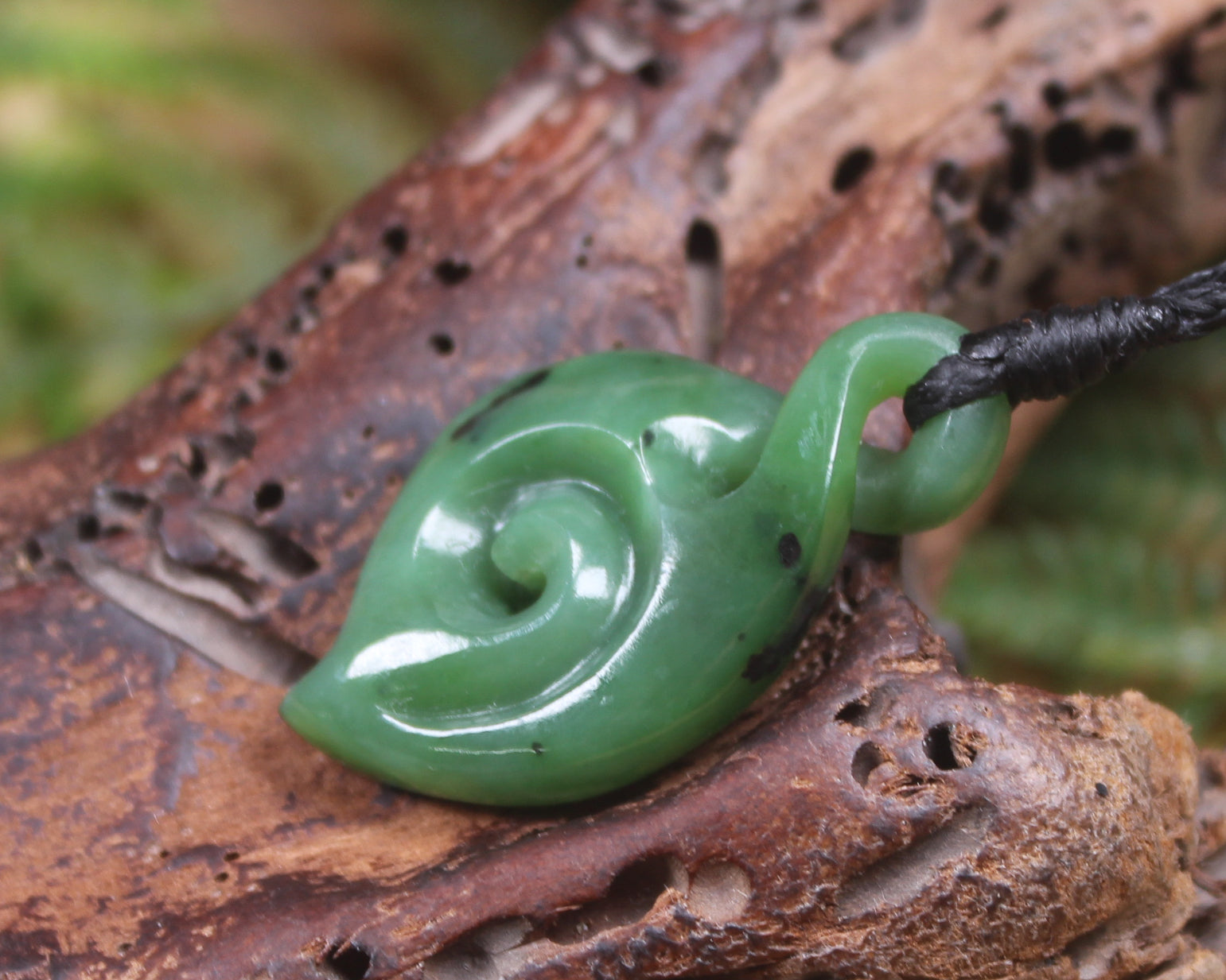 Koru Twist carved from Hapopo  Pounamu - NZ Greenstone