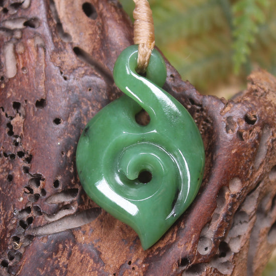 Koru Twist carved from Hapopo  Pounamu - NZ Greenstone