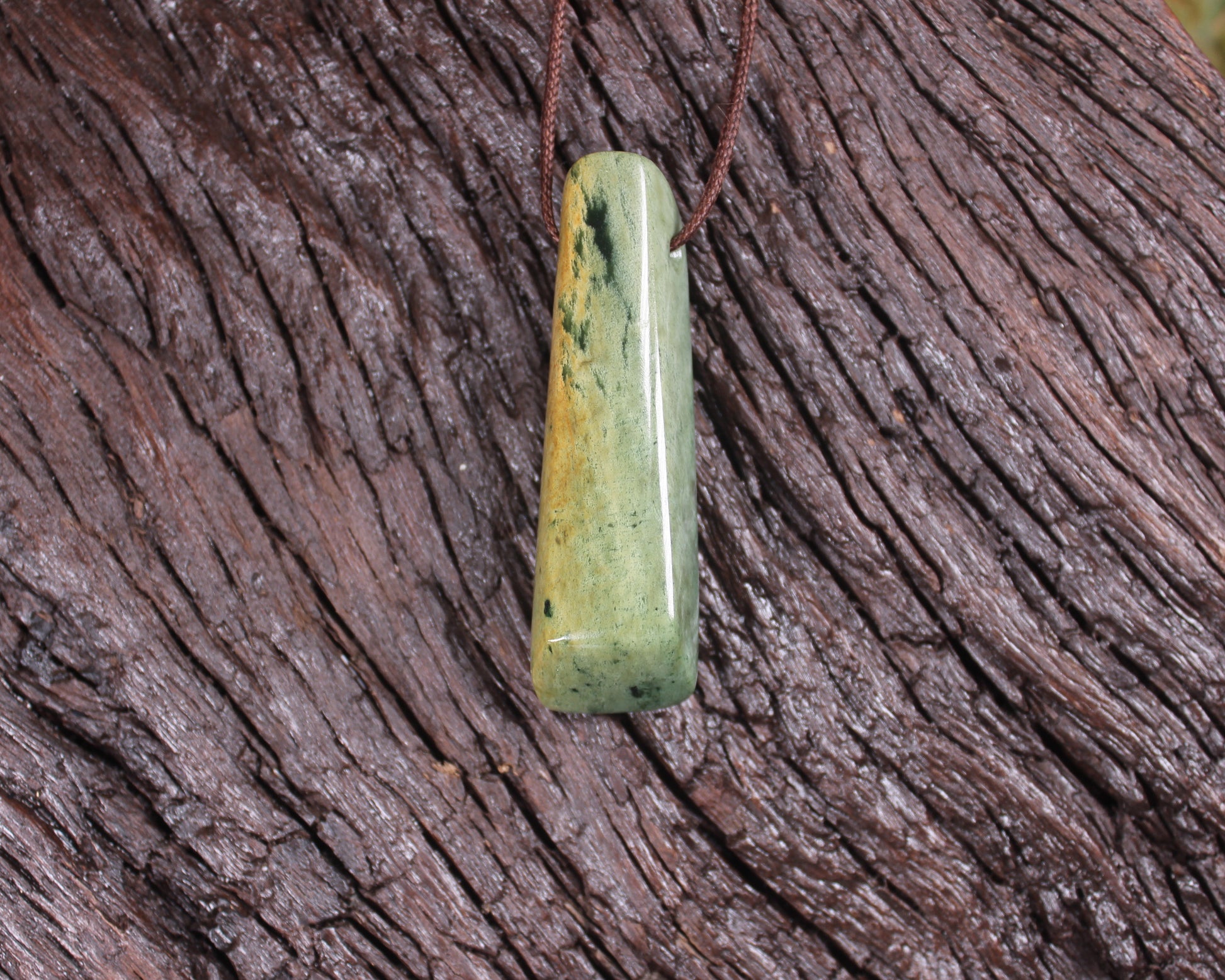 Toki or Adze Pendant carved from Flower Jade Pounamu - NZ Greenstone