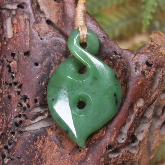 Koru Twist carved from Hapopo  Pounamu - NZ Greenstone