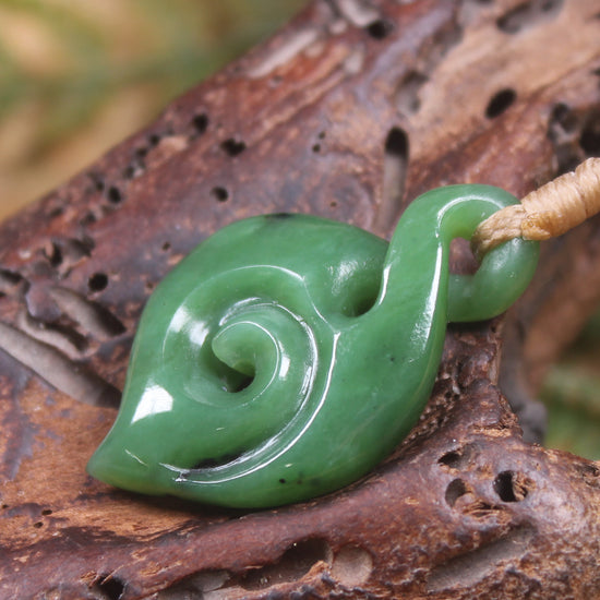 Koru Twist carved from Hapopo  Pounamu - NZ Greenstone