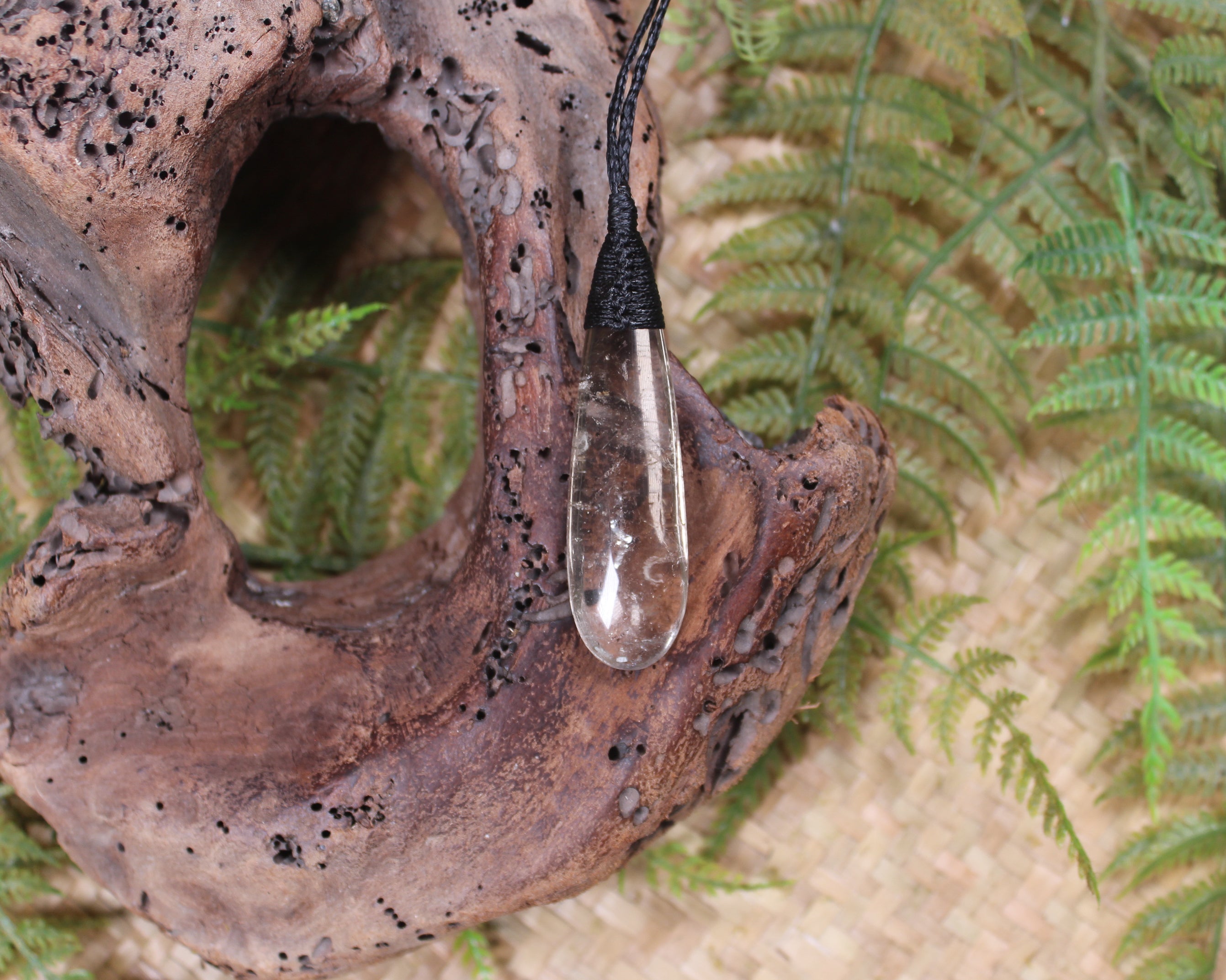 Roimata pendant carved from Smokey Quartz