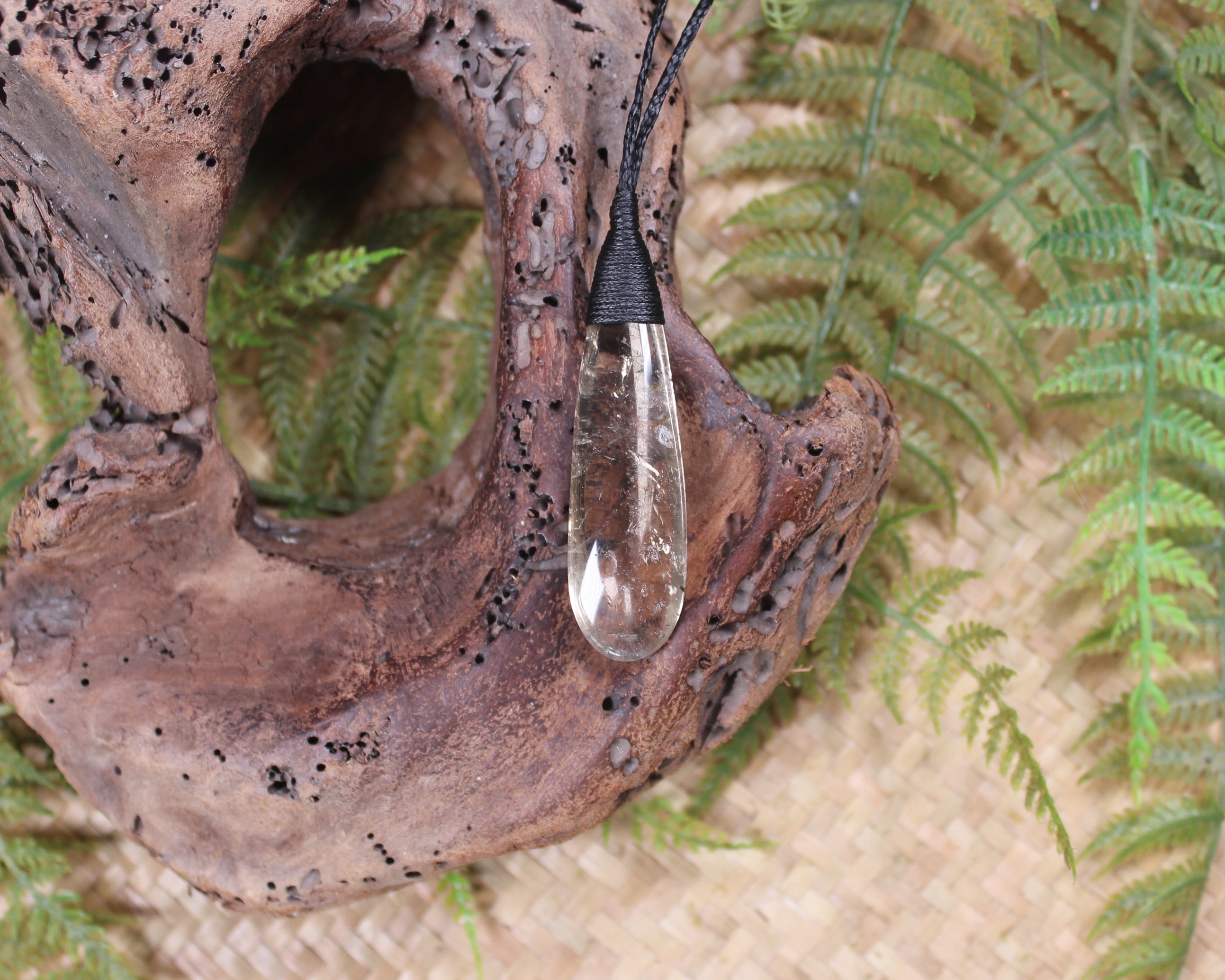 Roimata pendant carved from Smokey Quartz