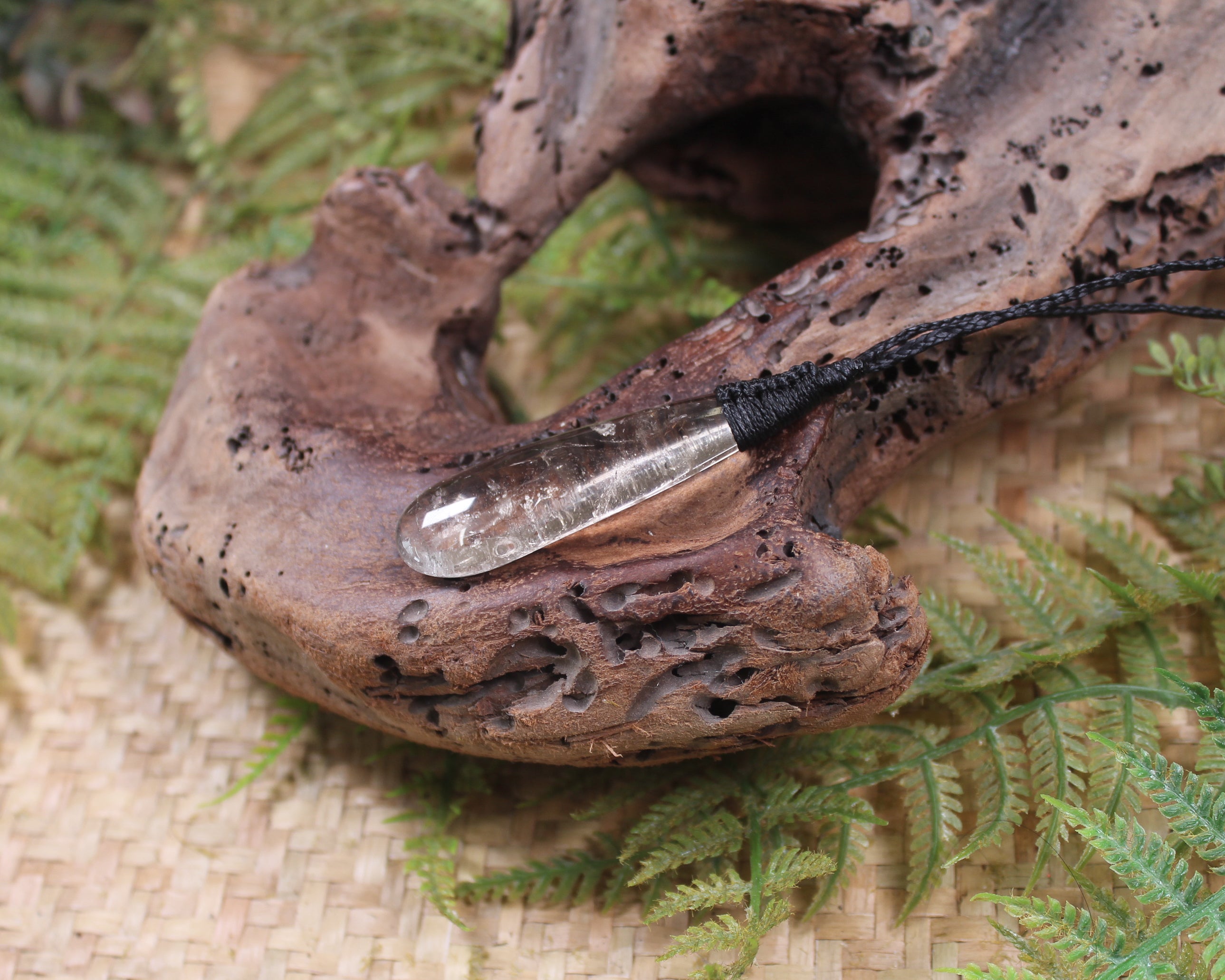 Roimata pendant carved from Smokey Quartz