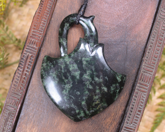 Stingray or Whai carved from Rimu Pounamu - NZ Greenstone