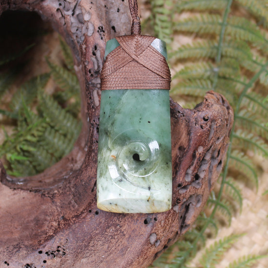 Toki or Adze with Koru carved from Hapopo Pounamu - NZ Greenstone