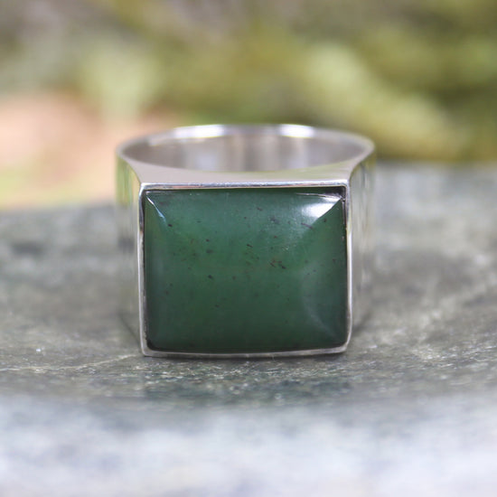 Sterling Silver Hapopo Pounamu Ring - NZ Greenstone