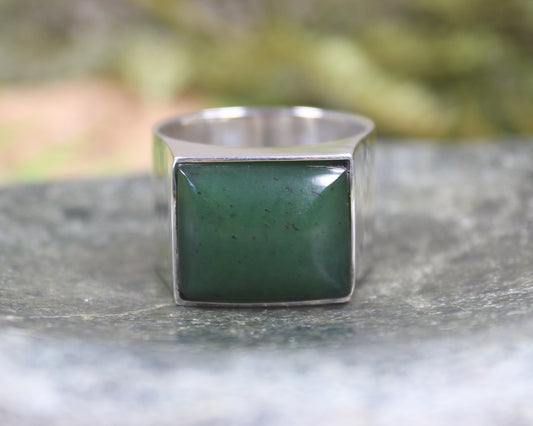 Sterling Silver Hapopo Pounamu Ring - NZ Greenstone