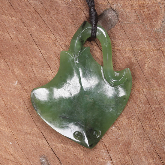 Stingray or Whai carved from Hapopo Pounamu - NZ Greenstone