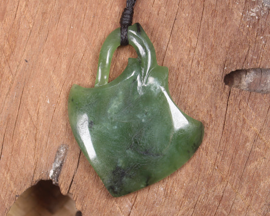 Stingray or Whai carved from Hapopo Pounamu - NZ Greenstone